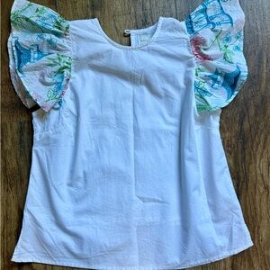 NWOT! Marigold Pagoda Cotton Ruffle Top